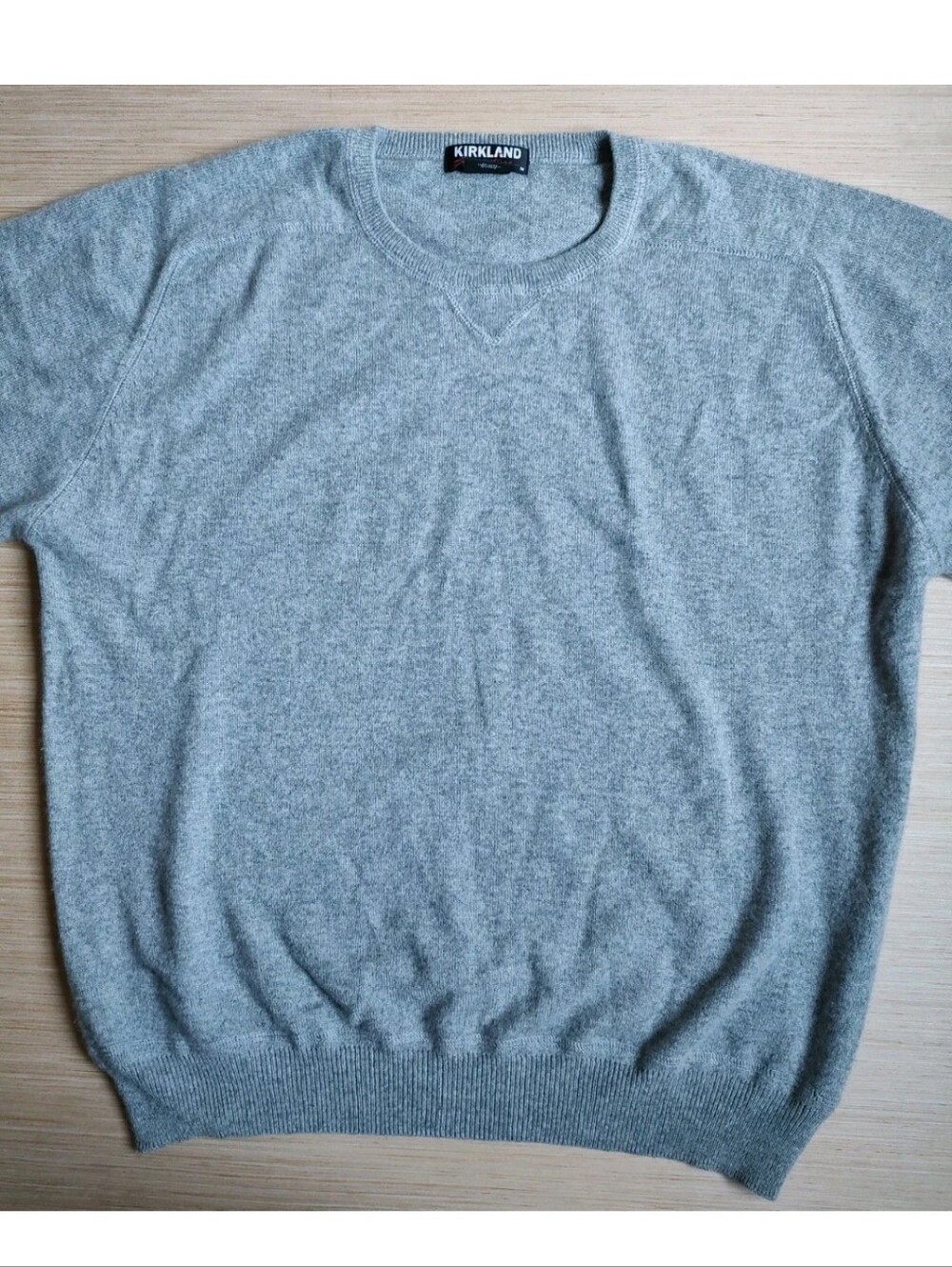 Kirkland Signature Men's Pullover Sweater 100% Cashmere Knit Grey Soft Size XL